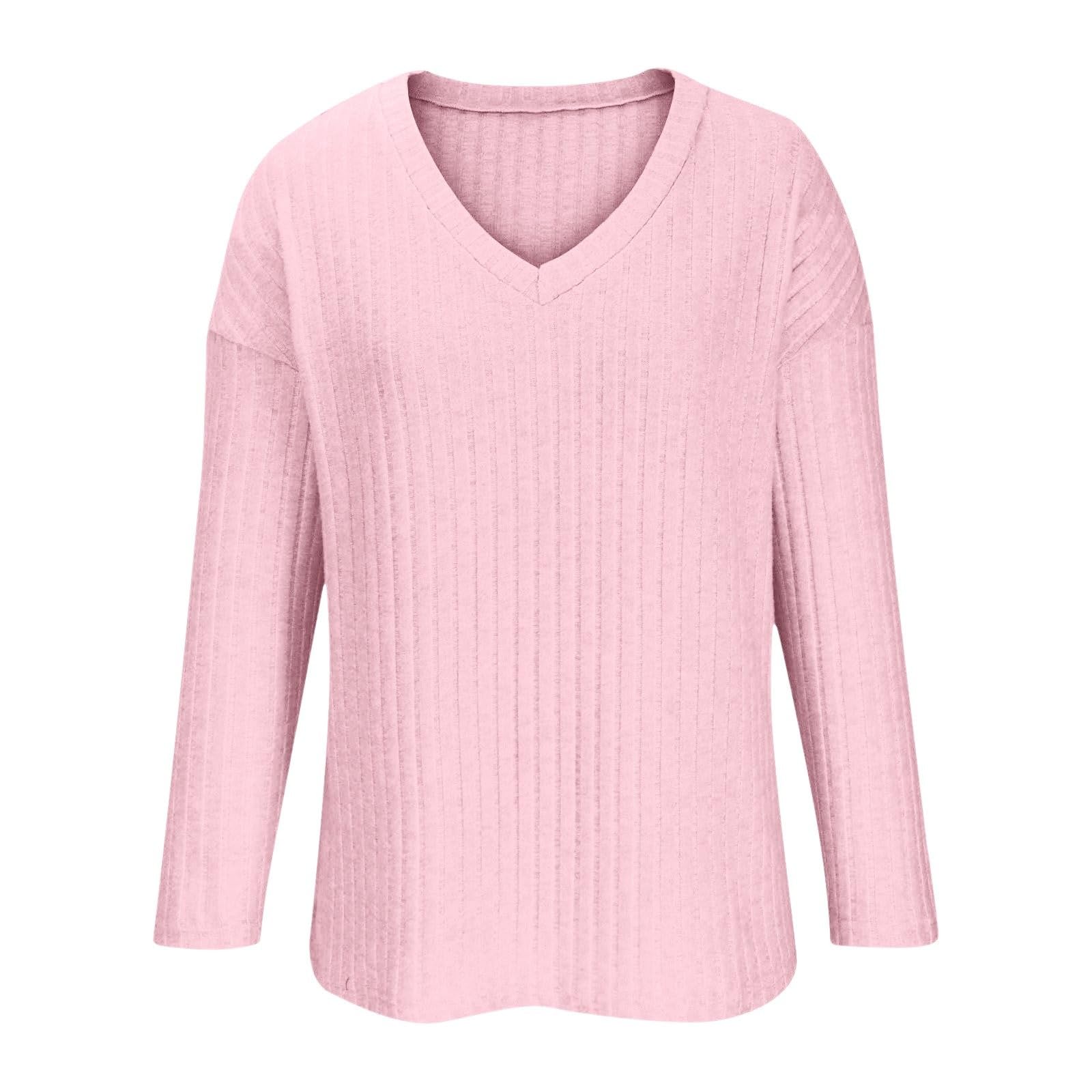 Loungewear - Conjunto de dos piezas para mujer, elegante pijama acanalado, ropa de casa, juego de pijama suelto, manga larga, cuello en V, parte superior de pierna ancha, pantalones, ropa de dormir