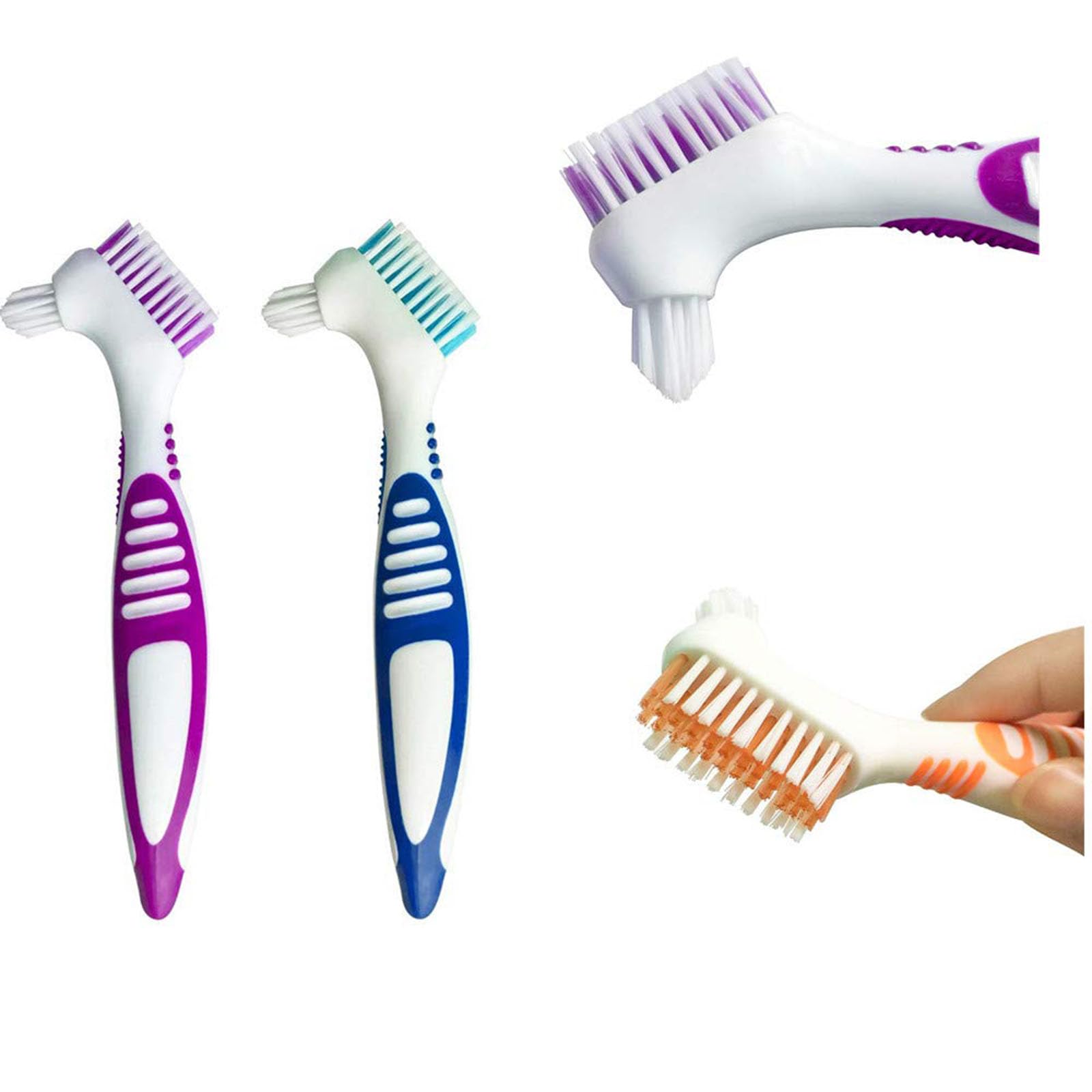 3PCS Denture Cleaning Brush Set, Aligner and Retainer Cleaner Tool, Mouthpiece Toothbrush with Ergonomic Handle 1