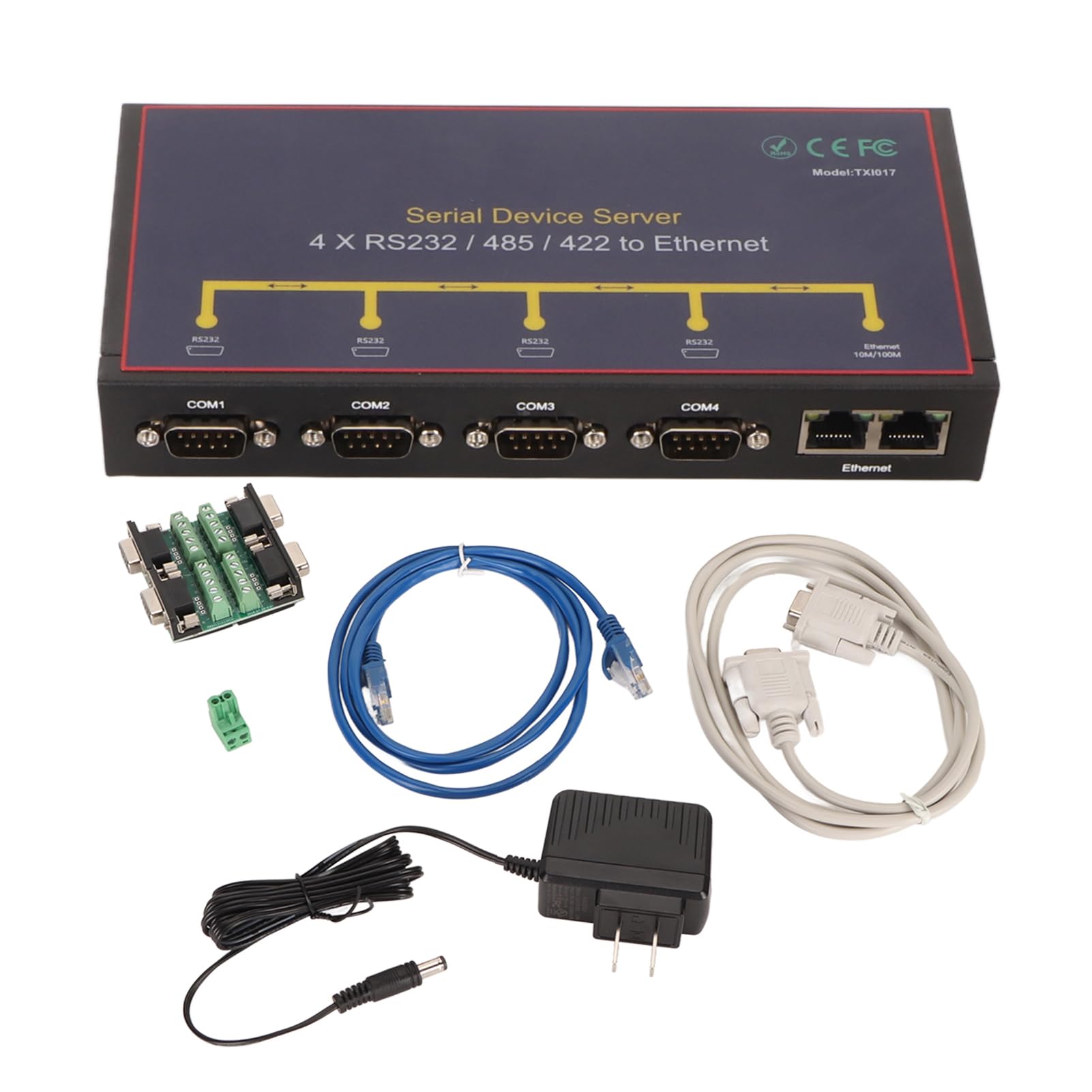 RS442☆myumyu0927 Amazon.com: Zyyini 4-Port Serial Device Server Converter, RS232