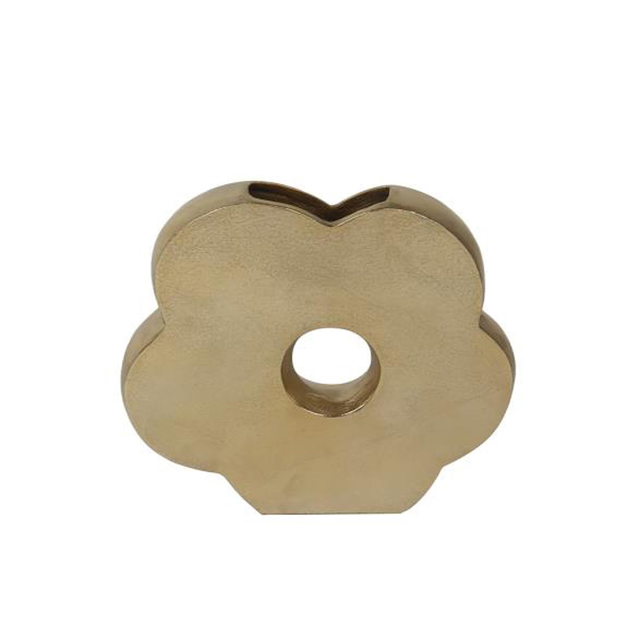IHI EST. 1986 Gold Flower Shaped Vase, 11.25 Inch Decorative Metal Flower Vase, Sculptural Floral Accent Vase for Tabletop, Shelf and Modern Home Décor
