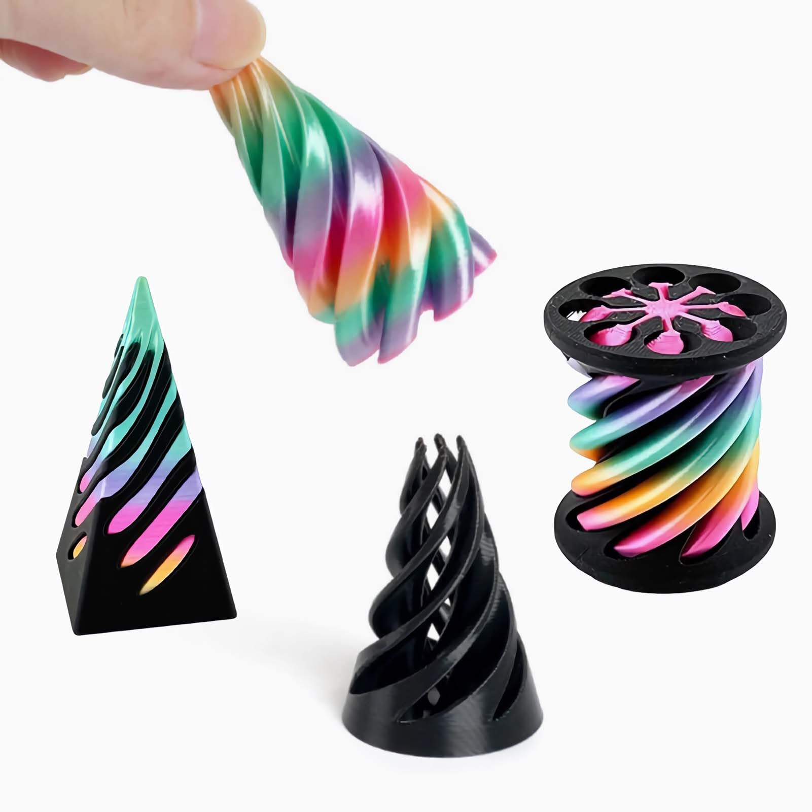 3Pcs Impossible Cone Fidget Toys 3D Printed Spiral Cone Fidget Toy,Impossible Pyramid Passthrough Sculpture Mini Stress Relief Desktop Decorations Toy For Kids Adult Gift 8*8*8cm