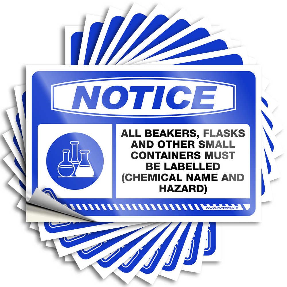 Fzfn Colour Notice All Beakers, Flasks And Other Small Containers Must Be Labelled(Chemical Great Decals | Funny House Decor Waterproof Vinyl Bottle Summer Removable Decal Peel Stick(6X9cm)