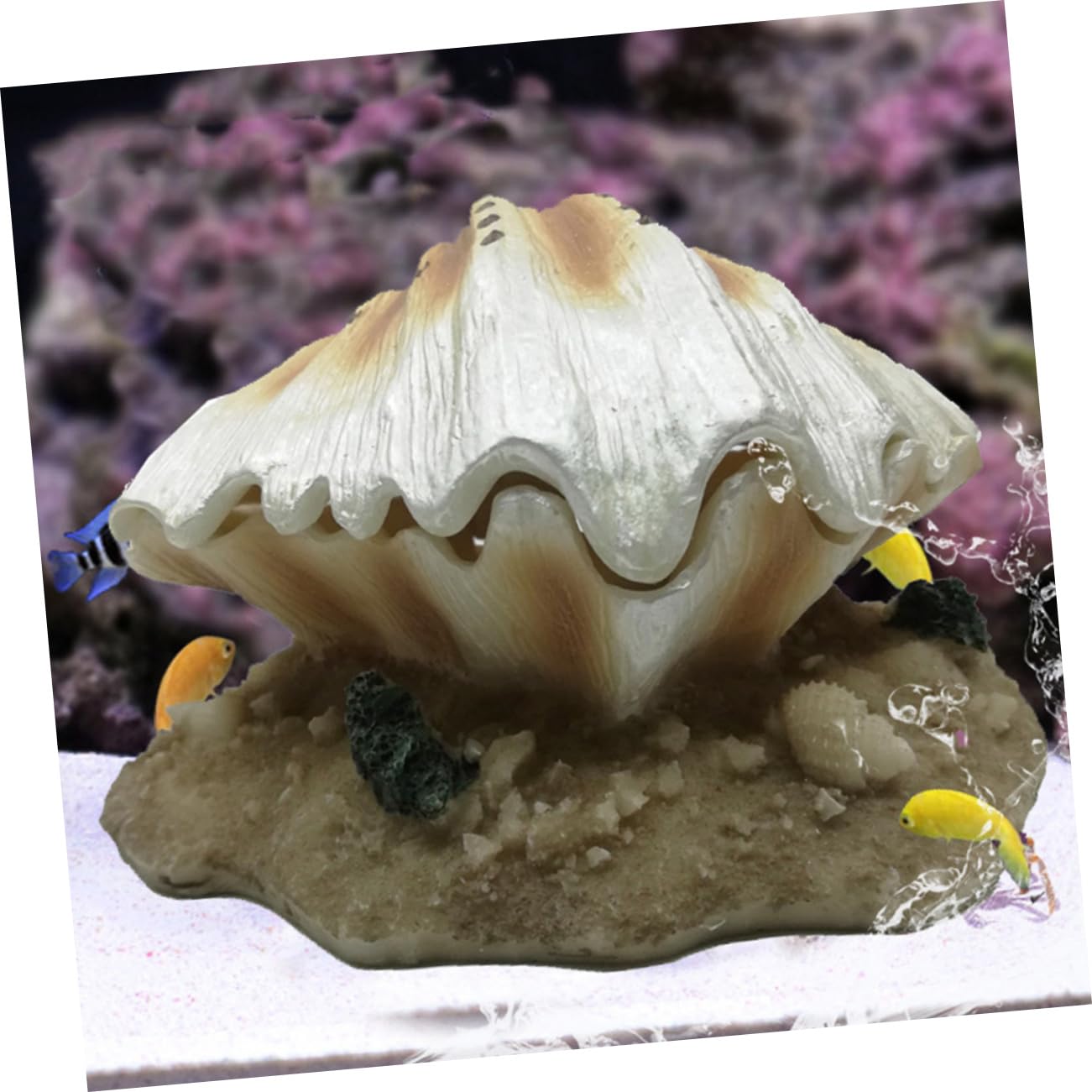 HOMSFOU 2 Stck. Aquarium Landschaftsgestaltung Dekoration aufzuchtfutter Fische Blow puster kalanchoe Fische züchten Muschel künstliche Schale Aquarium -Versteck Bubble-Maker-Ornament Harz