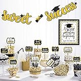 Graduation Candy Bar Black and Gold Labels on Sticks Set Graduation Candy Bar Dessert Buffet...