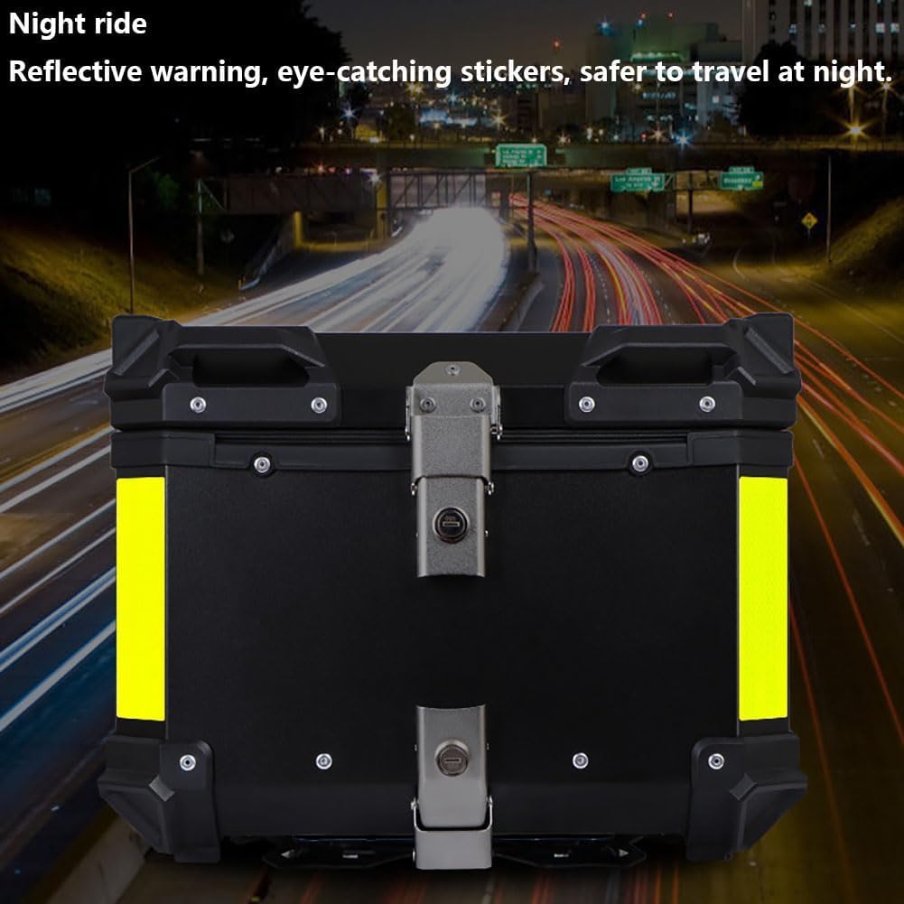 Funda superior para motocicleta con placa base y bloqueo de seguridad, almacenamiento impermeable para casco y equipo de turismo