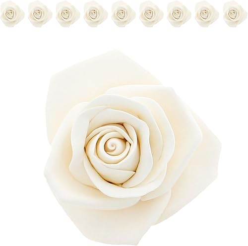 Global Sugar Art Flores de pastel de azúcar Peace Rose de 3 pulgadas, 9 unidades por el chef Alan Tetreault Blanco