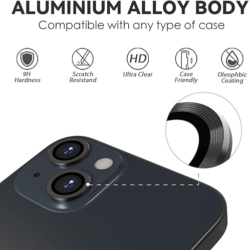 Miniatura 5 de CloudValley Protector de lente de cámara diseñado para iPhone 1313 Mini, película protectora de vidrio templado, cubierta de lente de cámara de