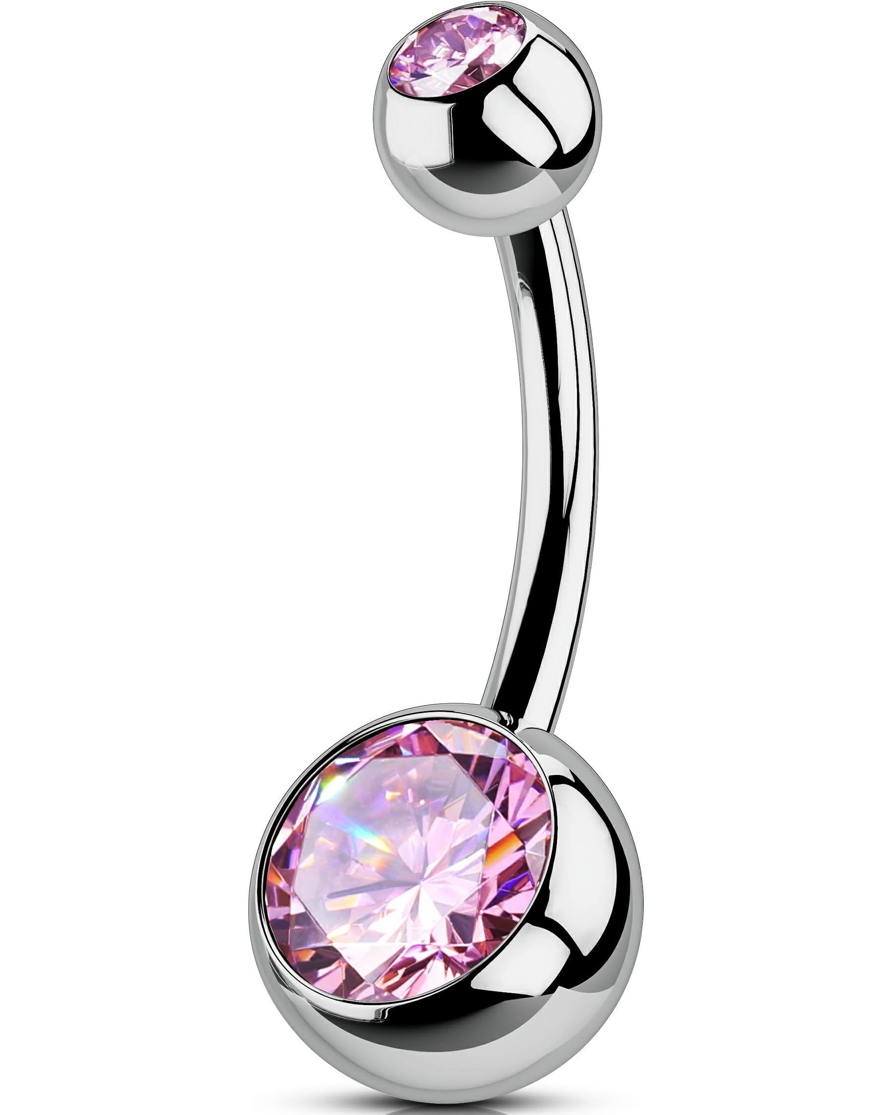 OUFER Body Piercing Barras de ombligo de 14 mm de rosca interna G23 barras de titanio bolas de 14g piercing extra largo para ombligo anillos de barra de 1,6 mm anillos de ombligo joyería para mujeres