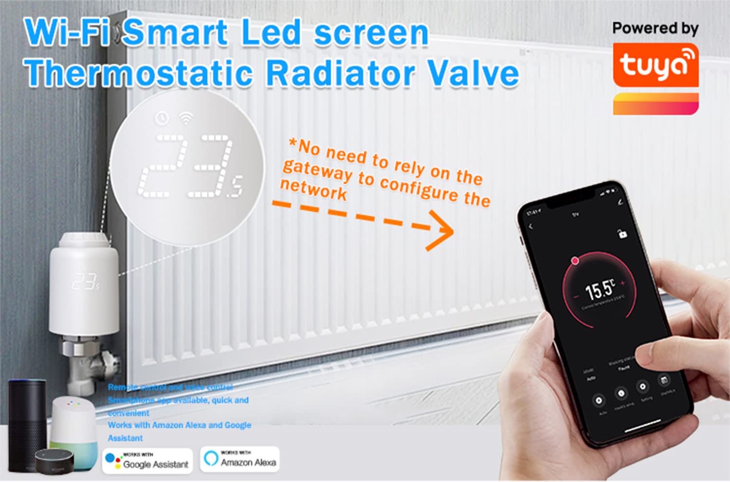 Termostato Intelligente WiFi per Riscaldamento - Controllo via App Tuya/Smart Life, Senza Hub, Programmazione a Risparmio Energetico, Compatibile con Alexa/Google