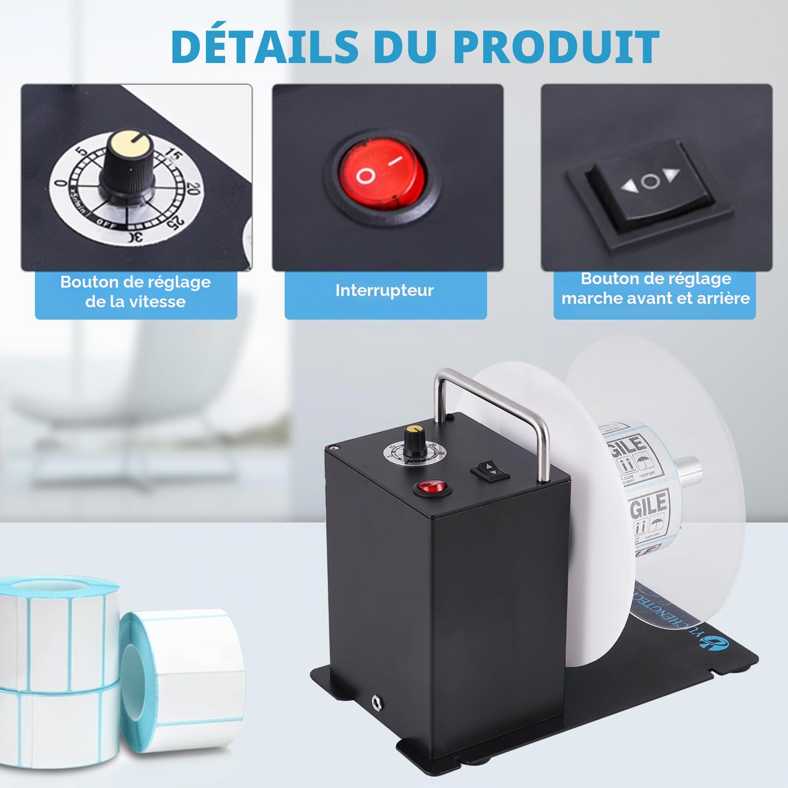 YUCHENGTECH Enrouleur Étiquette Enrouleur D'étiquettes Automatique 200 mm/s
