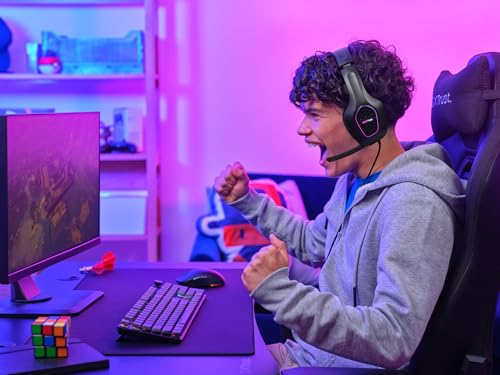 GXTrust 419 Rayne Cuffie Gaming Leggere per PC/Console, Illuminazione LED Alimentata via USB, Driver da 50 mm, Jack Audio 3.5 mm, Cuffie con Microfono Over-Ear Computer Portatile, Nero - Cuffia gaming - Immagine 7