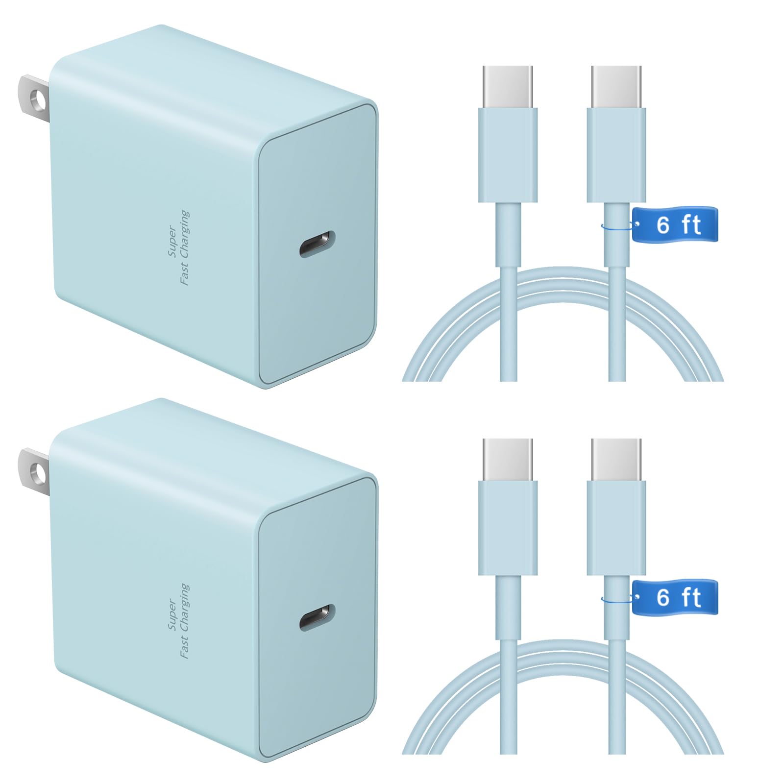 45W Type C Charger, USB C Charger 2-Pack iPhone 15 16 Charger 6FT with iPhone 16/16 Plus/16 Pro/16 Pro Max/iPhone 15/15 Pro Max/iPad Pro/AirPods/