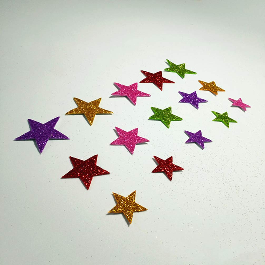 folia 23792 Schuimrubber glitterstickers, sterren, gesorteerd in zilver en goud, verschillende maten, 40 stuks, ideaal voor het versieren en decoreren