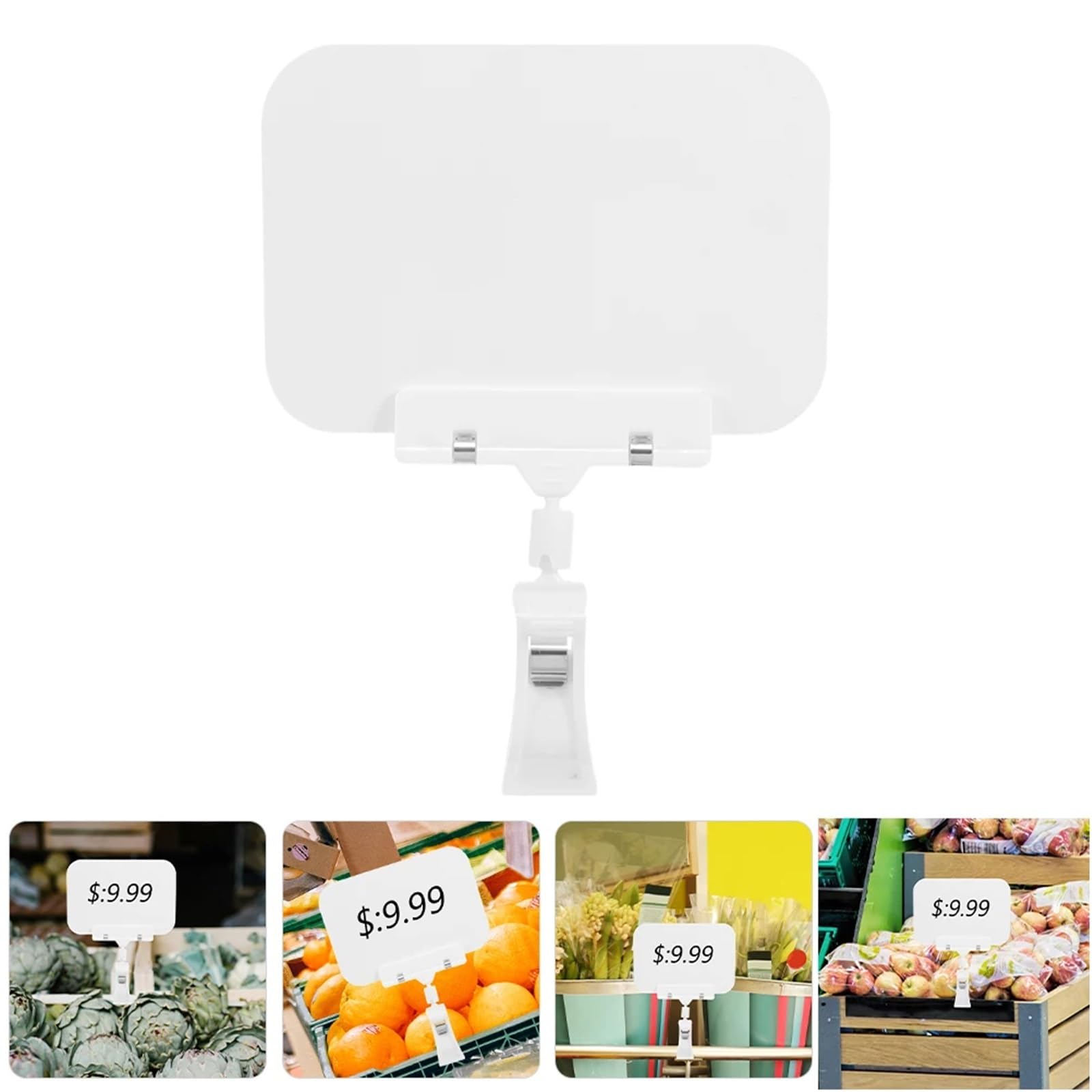 Porte-enseigne, Étiquettes de prix fruits, 10 pièces, Clips d'affichage en plastique effaçables réutilisables for les événements des fournisseurs, étagères Buffet supermarché magasin détail