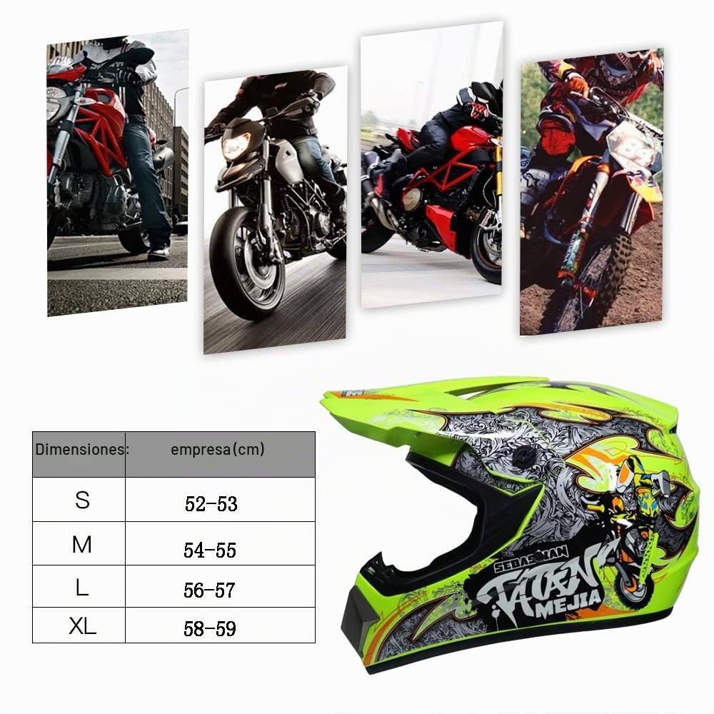 Motos Motocross Cascos y Guantes y Gafas estándar para niños ATV Quad Bicicleta go Casco de Kart