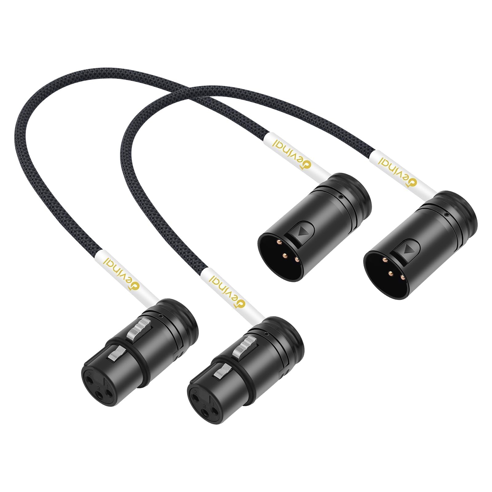 Devinal Rotatable Right-Angle XLR Cable, Adjustable-Angle Low-Profile XLR Microphone Adapter Connector, Right-Angle Mic Cord on Both Ends (Male and