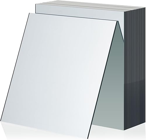 Soaoo 50 piezas de azulejos cuadrados de vidrio de 6 pulgadas, espejo cuadrado de mosaico, azulejos de vidrio, espejo para manualidades, proyectos,