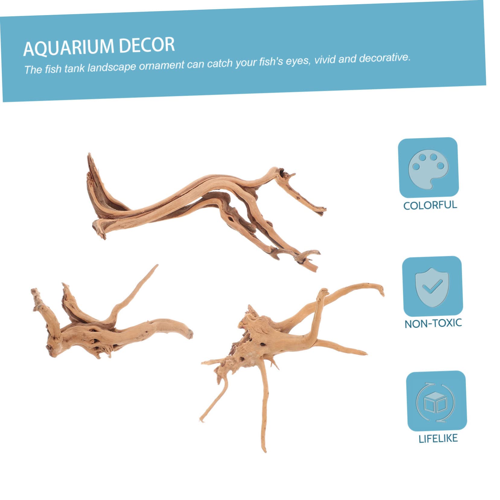 3 Piezas Decoración Acuario Natural de Peceras Adornos de Troncos Reptiles Accesorios de Acuario Paisajismo Sin Contaminación