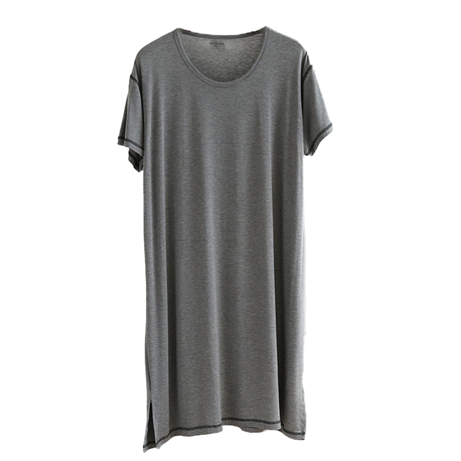 CYGE Kurzarm Nachthemd Für Herren, Gestrickter Pyjama Nachthemd Mittellanges Nachthemd Bademantel XL-4XL