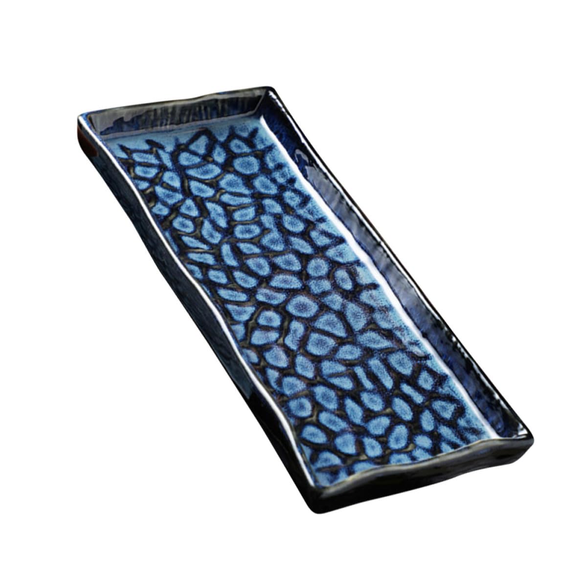 Assiette à sushis Healeved bleue en céramique rectangulaire pour buffet de maison