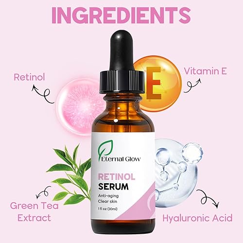 Miniatura 2 de Suero de retinol con ácido hialurónico y antioxidantes, suave suero facial antienvejecimiento que aborda líneas finas, arrugas, manchas oscuras,