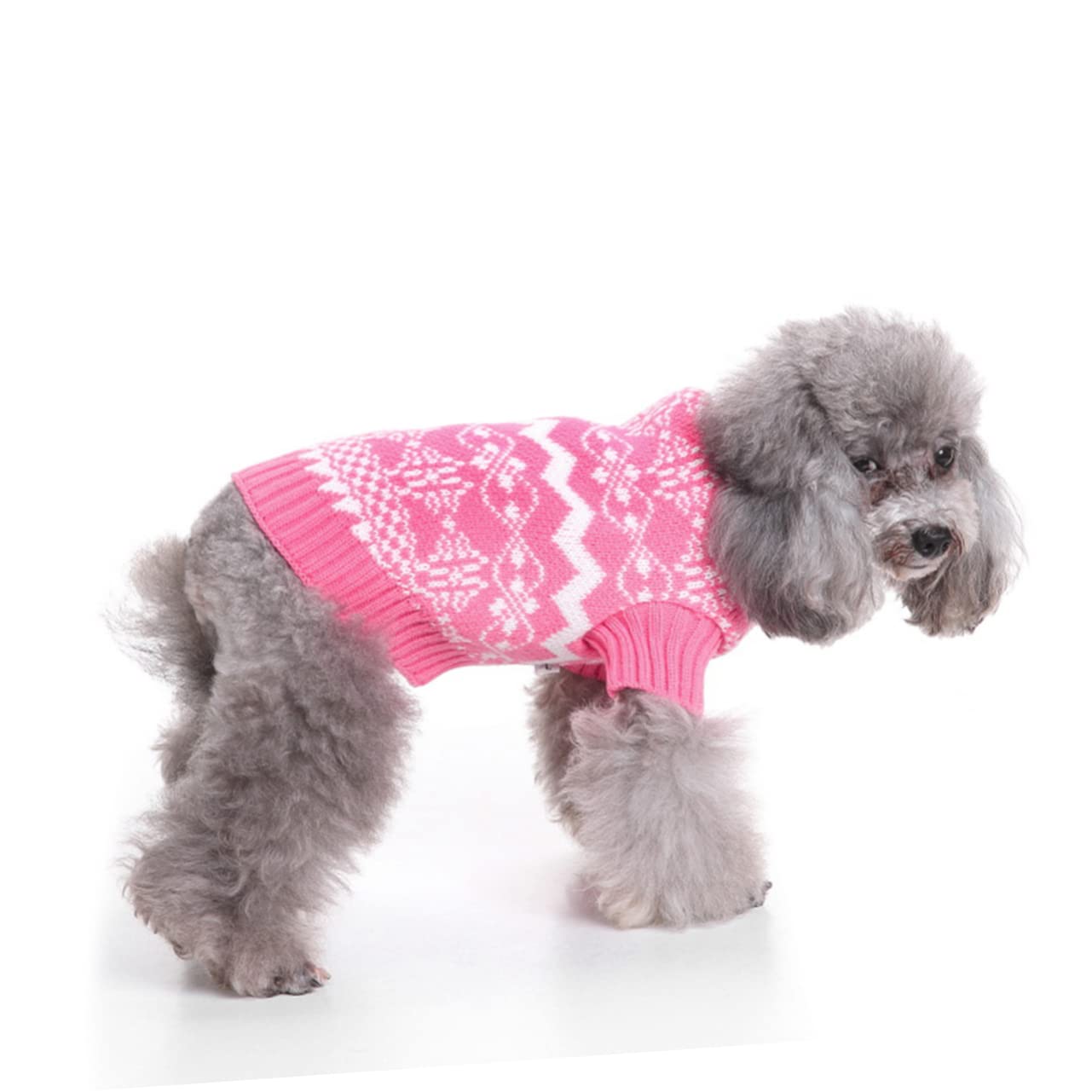 INOOMP 3pièces Pull Tricot pour Chien avec Col Montant Vêtement Chaud Et Confortable pour Noël Costume De Fête pour Animaux De Compagnie Rose XXL