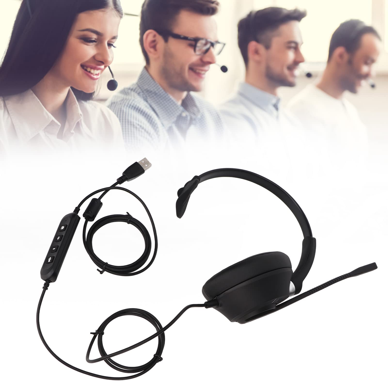 Gavigain X6S-USB-2 Telephone Headset,Computer Headset,Professional HD Noise Reduction USB Plug Volume Tunable Monaural Customer Service Headset for Home and Office-image-48