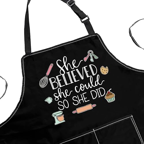 Miniatura 3 de POFULL Divertidos regalos de horneado para panadera, ella creía que podía así que hizo, delantal, regalo de chef de pastelería