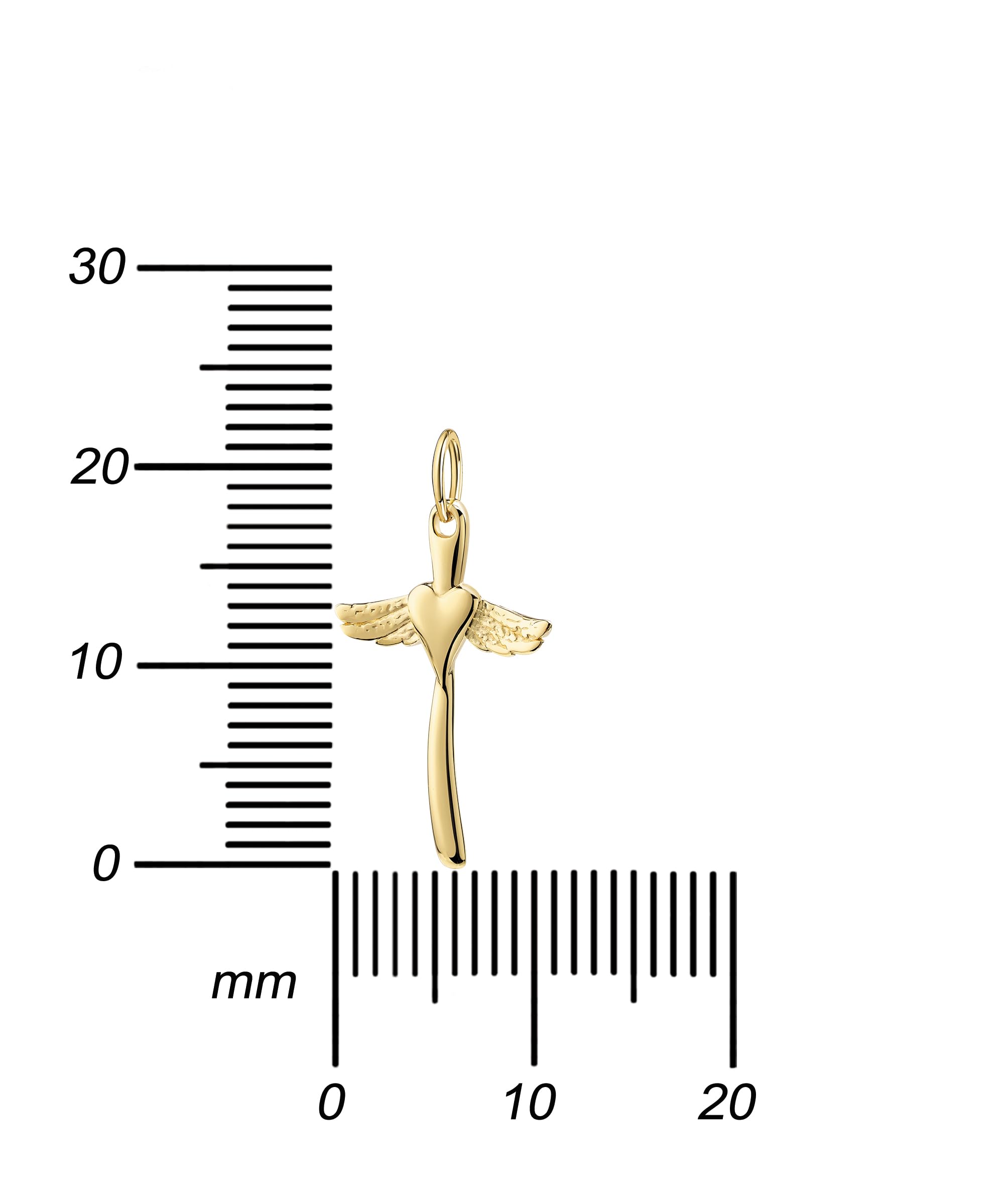 Kleiner Kreuz Anhänger Gold 333 mit Herz und Engelsflügeln Goldkreuz mit Halskette oder ohne Kette wählbar + Schmuck-Etui + Echtheitszertifikat