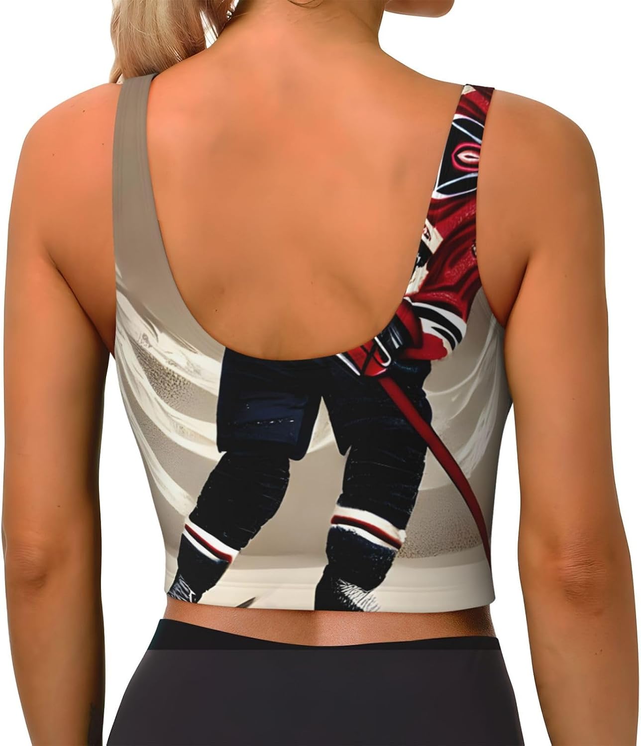 Hockey Sports Print High Impact Sports Bras,Longline Sports Bra,Perfect for Yoga,Running and Gym Workouts