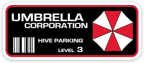 Calcomanía de estacionar vinilo, calmonía de defensa 2x5 pulgadas de Resident Evil. Umbrella Corp.