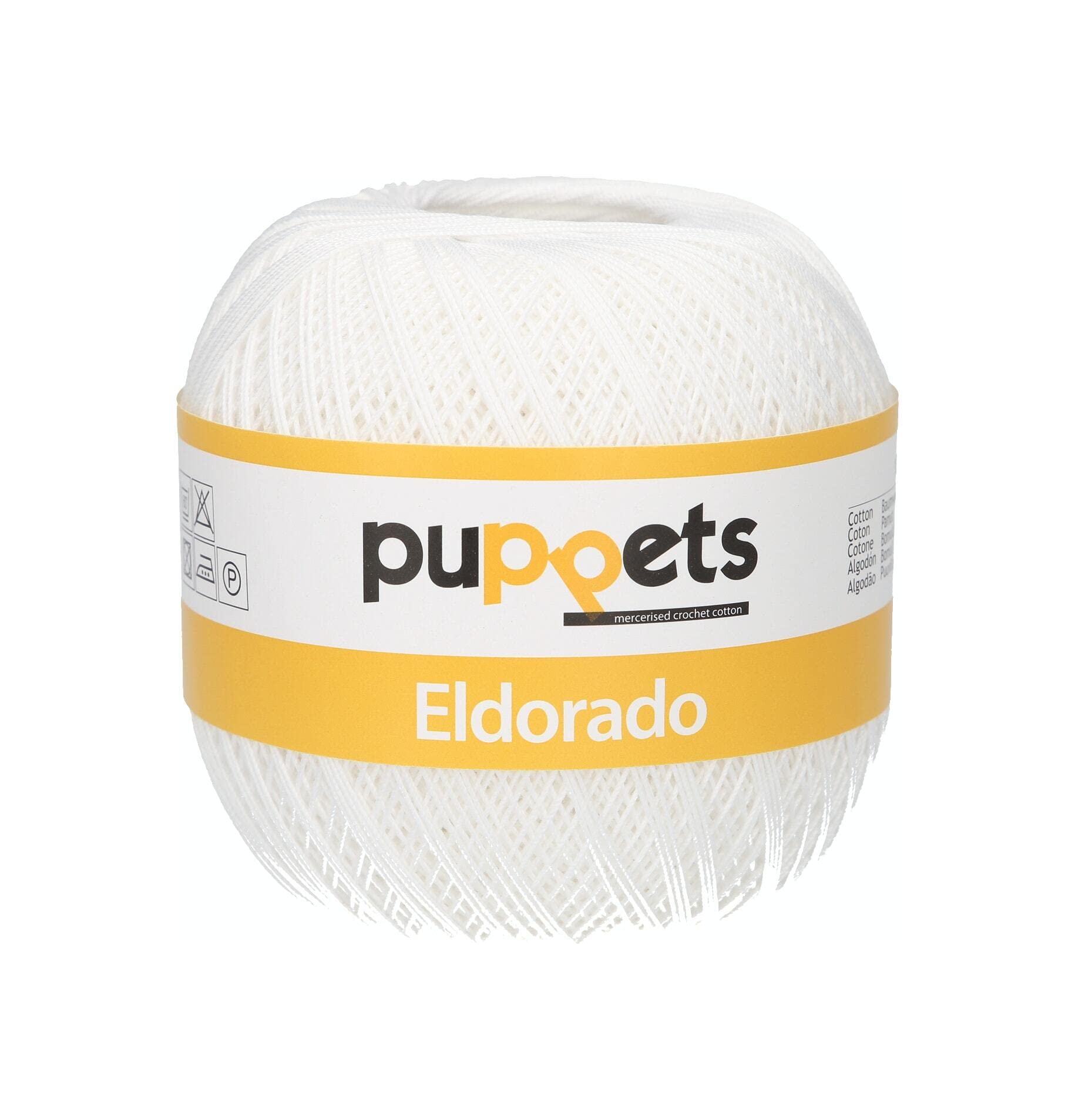 Puppets 4576010 07001 Crochet Yarn, Cotton, White