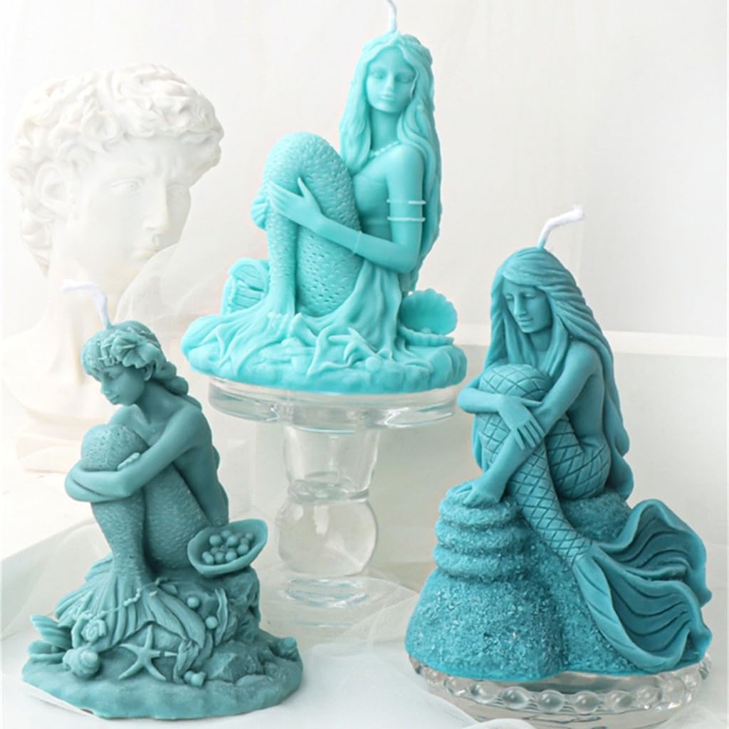 DIY Silicone Mold Mermaid Candle Mould for DIY Crafting Resin Plaster Making Too