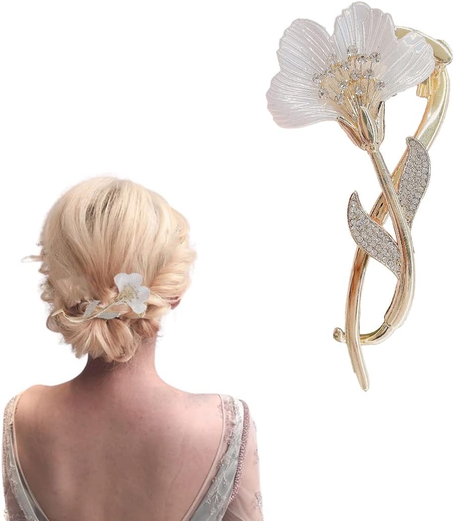 hair stick, French Twist N Clip,Slide Barrettes, Hair Clip,Bun Fixing Hairpins,Crystal Wheat Ears One-Word Hairpin Hair Clips Accessories for Women Girls