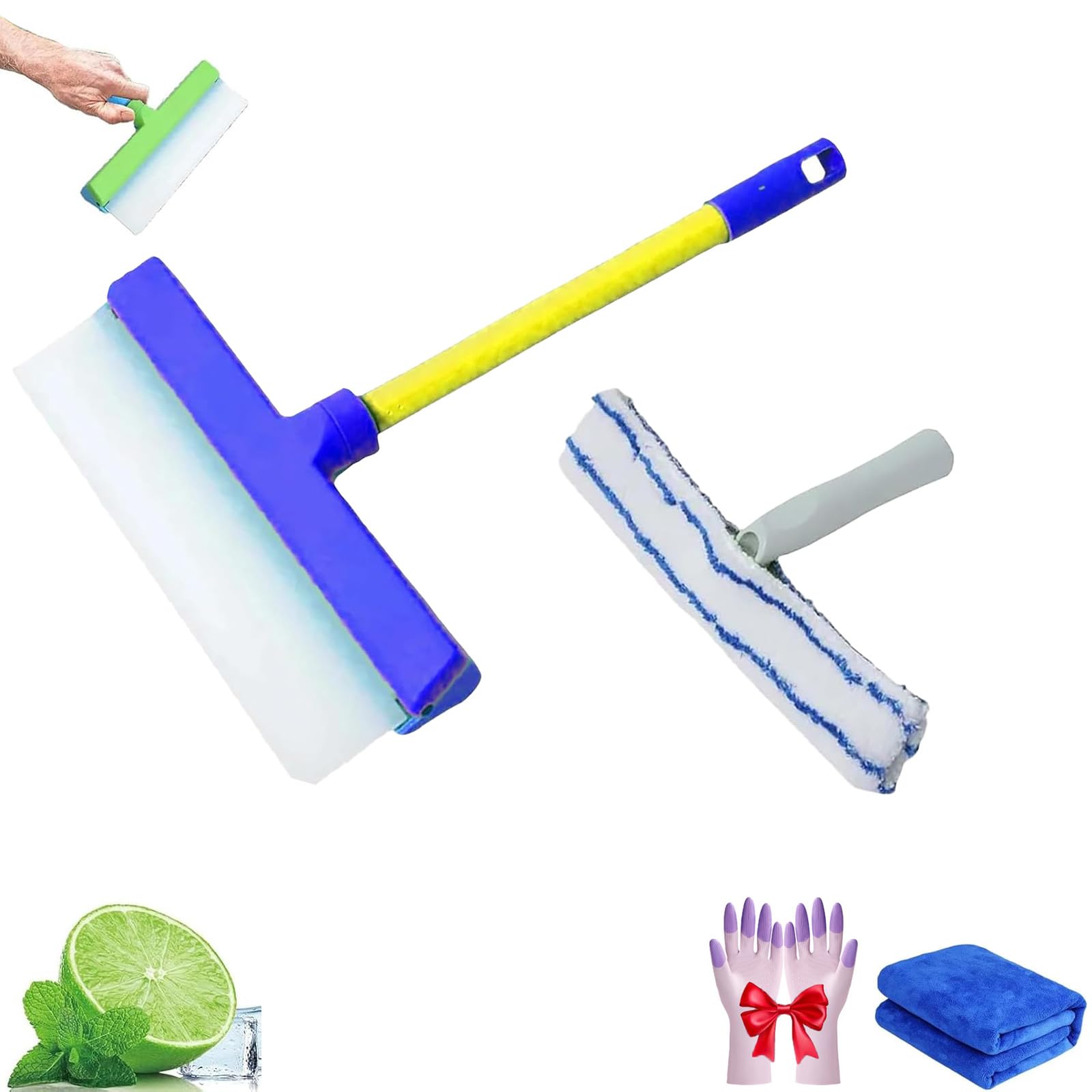 Kit de escobilla de silicona con limpiador de microfibra para limpieza ecológica de ducha, vidrio, espejos, puertas y coches