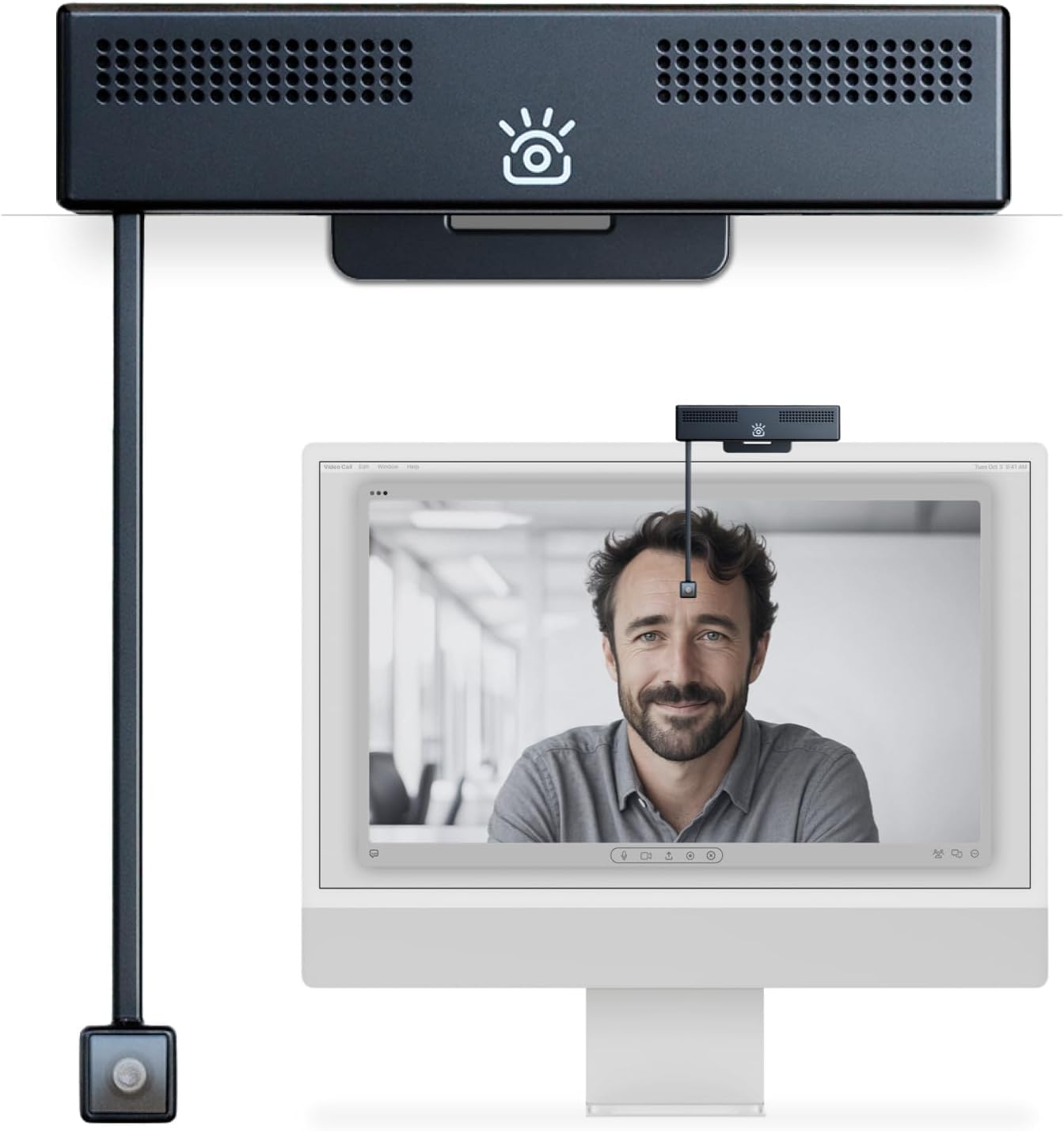 iContact Camera Pro 4K HD Cámara Web con Contacto Visual y Micrófono para PC – Webcam 4K con Cancelación de Ruido, USB Plug & Play para Mac y Windows, para Videollamadas, Streaming y Conferencias