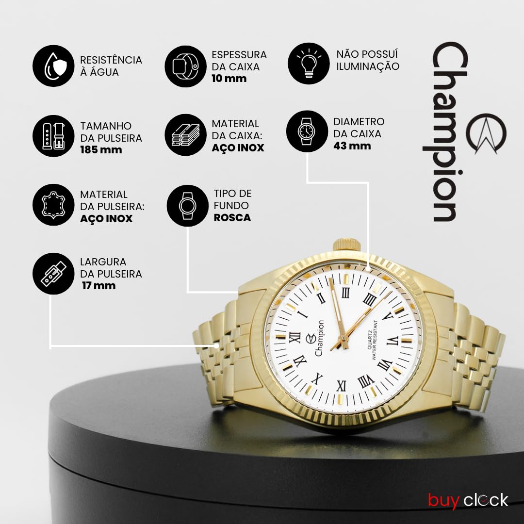 Relógio Masculino Aço inoxidável Dourado Analógico Resistente a Água Original Champion CH22859H em promoção! Veja a oferta e mais achadinhos de Relógios de pulso 4 Hoje é o melhor dia para comprar Relógio Masculino Aço inoxidável Dourado Analógico Resistente a Água Original Champion CH22859H com aquele preço maroto! Promoção! Aproveite a oferta! 4