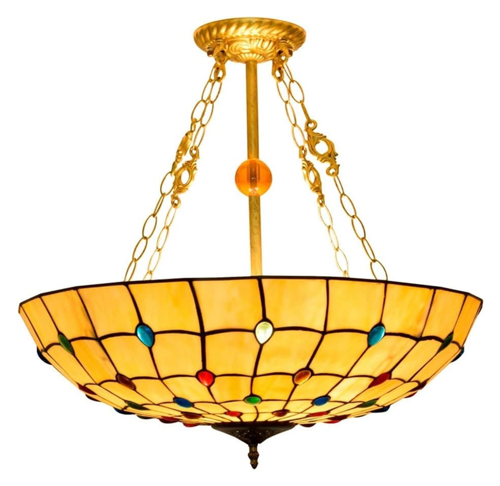 HPTHLY Ceiling Lamp Ceiling Stained Glass Chandelier 24" Tiffany Pendant Light Color Beads Glass Pendent Lamp European Restaurant Chandelier Bedroom Chandelier Bar Fen