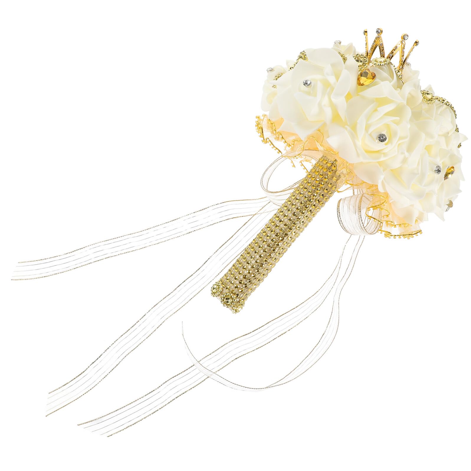 Bouquet de mariée artificiel doré et strass pour demoiselle d'honneur