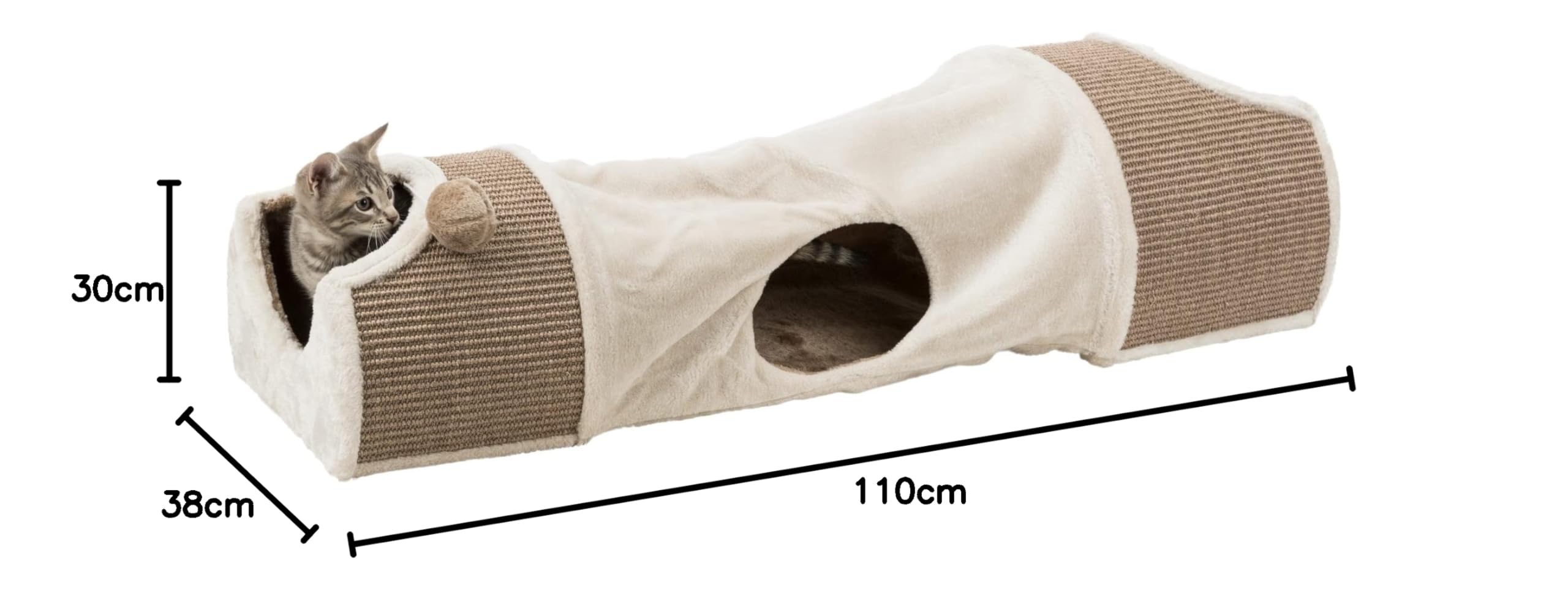 Trixie Túnel Rascador, 110 × 30 × 38 cm, Gris Claro/Marrón, Gato