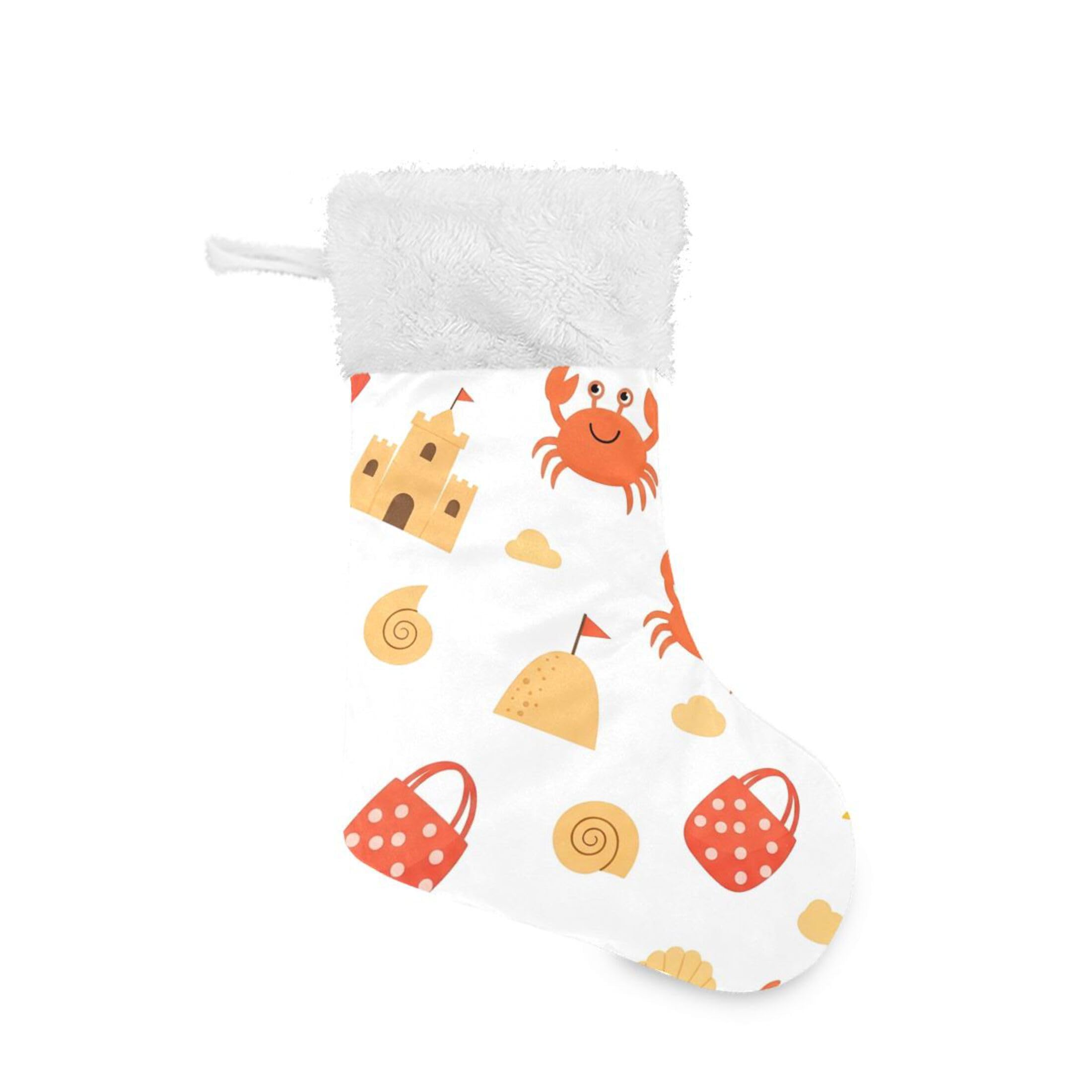 Fuauuyl Summer Crabs Christmas Stocking 18 In Xmas Hanging Stocking with Plush Cuff for Family Holiday Party Fireplace Decorations, 2 Pack
