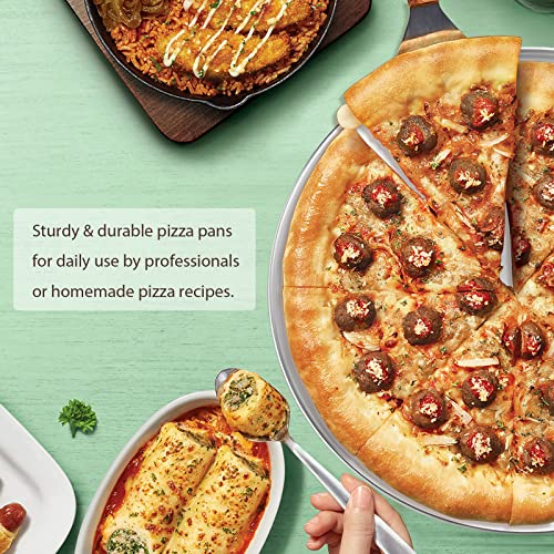 Deedro Stainless Steel Pizza Pan 13½ Inch Round Pizza Tray Pizza Baking Sheet, Healthy Pizza Baking Pan Pizza Serving Tray Crisper Pan, Dishwasher Safe, 3 Pack #TOP2