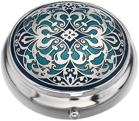 Pastillero (Tamaño Estándar) en un Arabesque diseño en color azul Pastillero (Tamaño Estándar) en un Arabesque diseño en color azul