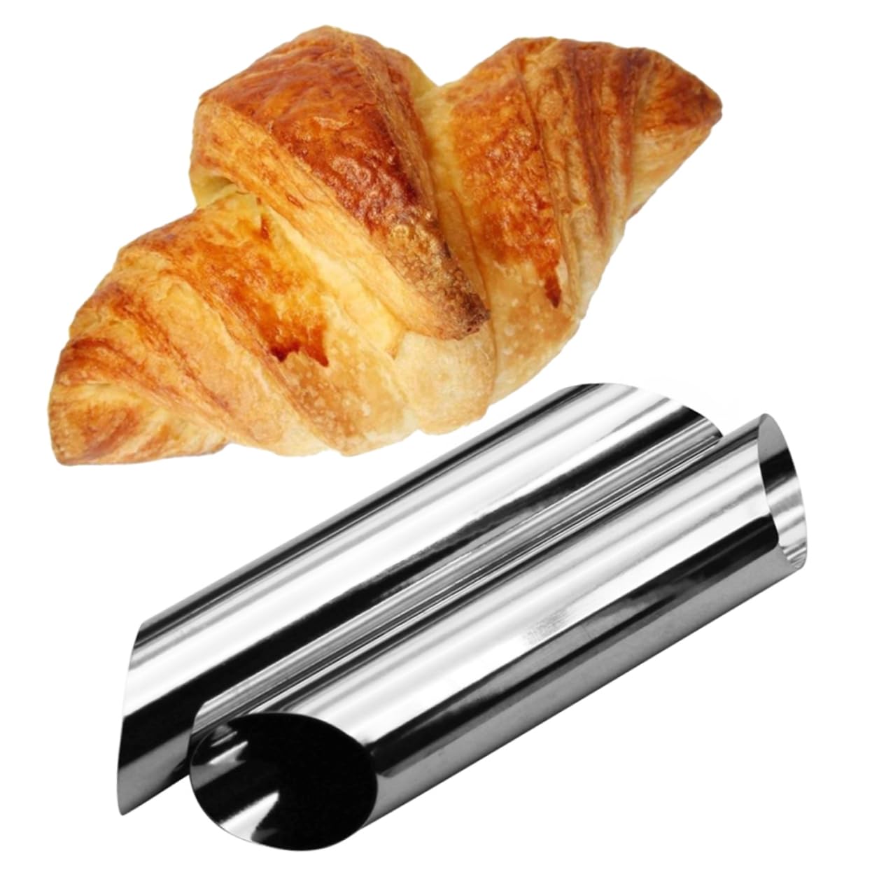 ABOOFAN 6Pcs Stainless Steel Cylindrical Croissant Maker Bakeware Forms Reusable Pastry Molds for Baking Tubes for Sweet Desserts and Savory Appetizers