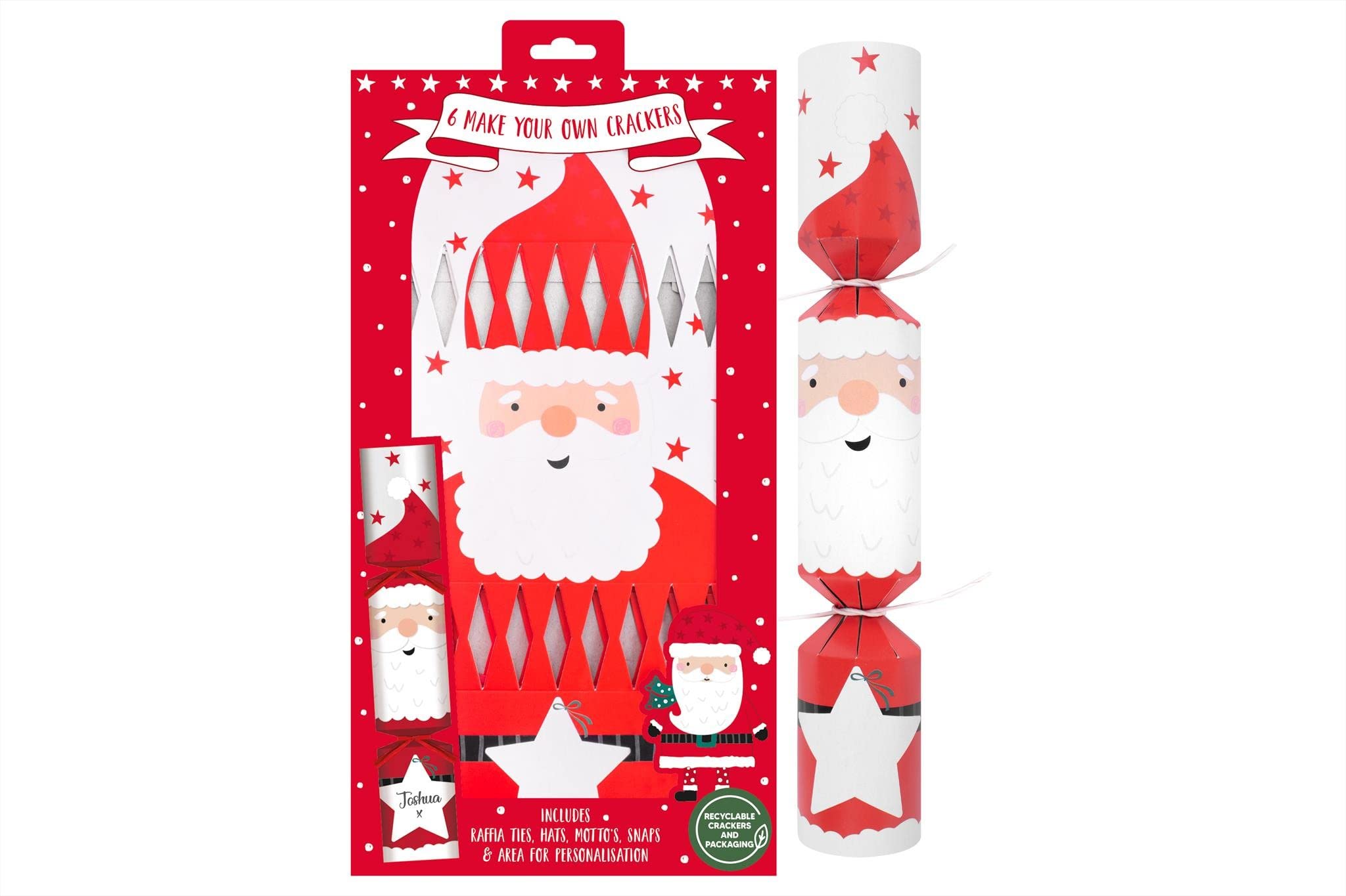 Kituals CHRISTMAS MAKE YOUR OWN SANTA 12" CRACKERS -PACK OF 6 - Contains ribbons, snaps, hats and mottos.