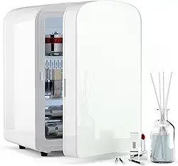 Mini geladeira 9L para quarto – carro, dormitório universitário e mesa de escritório, aquecedor portátil de 12 V, para cuidados com a pele, maquiagem de beleza, bebidas, alimentos, geladeira