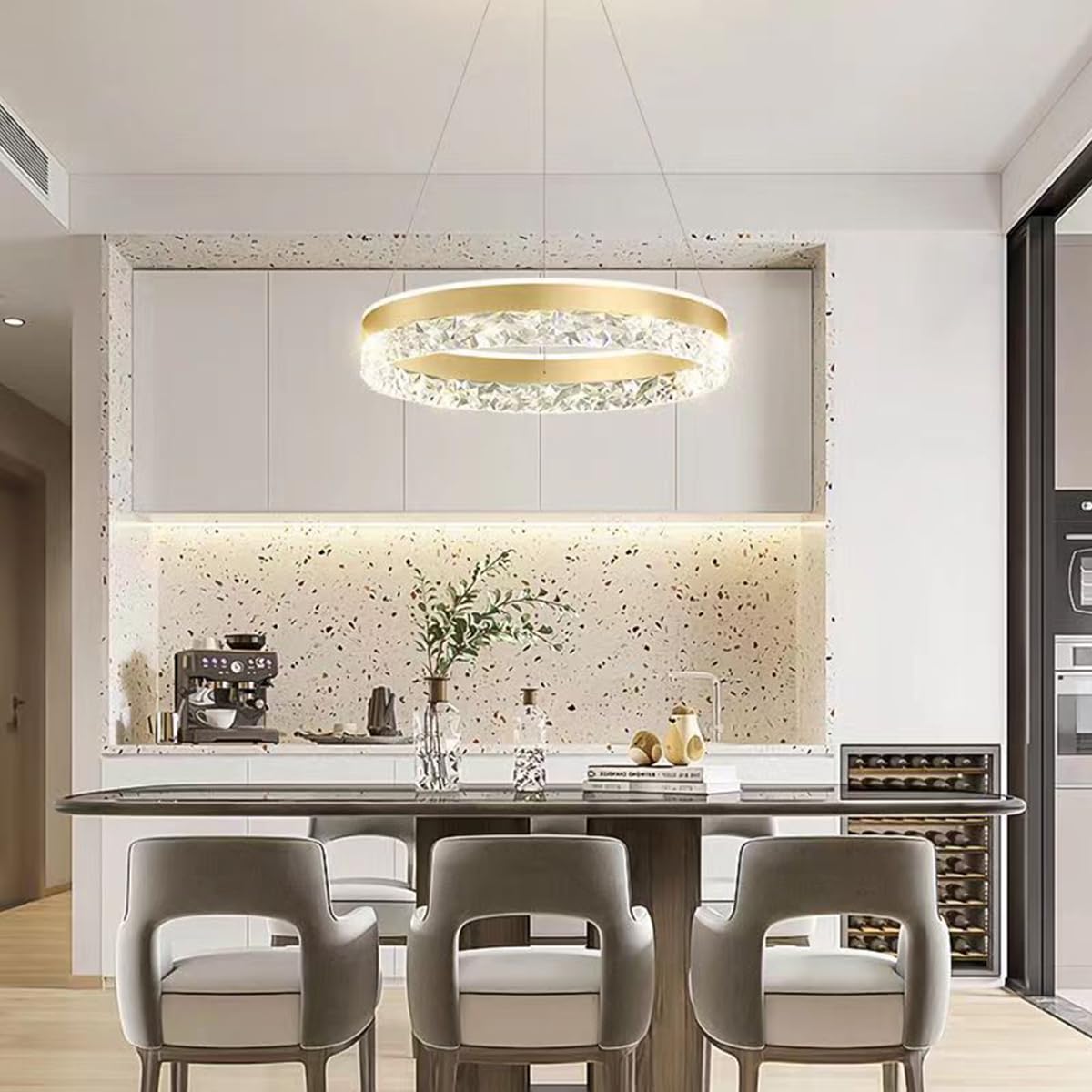 Bellastein LED Rund Pendelleuchte – Dimmbar, Höhenverstellbar, Mit Fernbedienung, Für Esstisch & Wohnzimmer (40/60/80 Cm)
