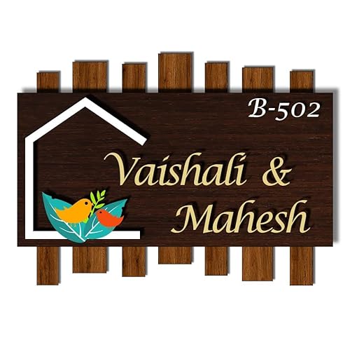 ZOCI VOCI Nest in The Woods | Stylish and Designer Wooden Name Plate for New Home | Best for Gift and Wall Decor | Housewarming Door Plates (12 x 18)