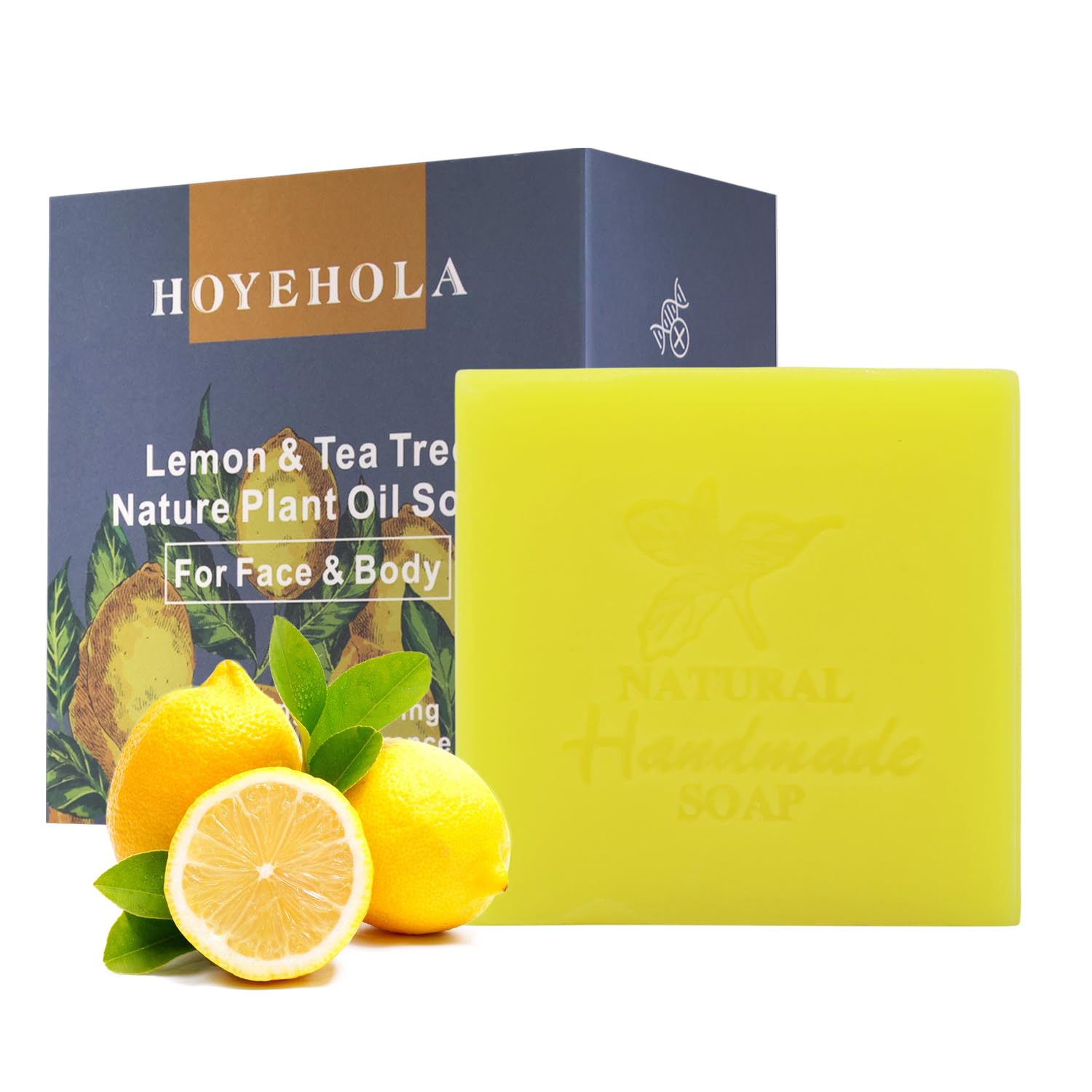 HOYEHOLA Lemon Soap Bar for Men Women: Fresh Natural Lemon with Tea Tree Essential Oils Bath Soap Bars for Face Body