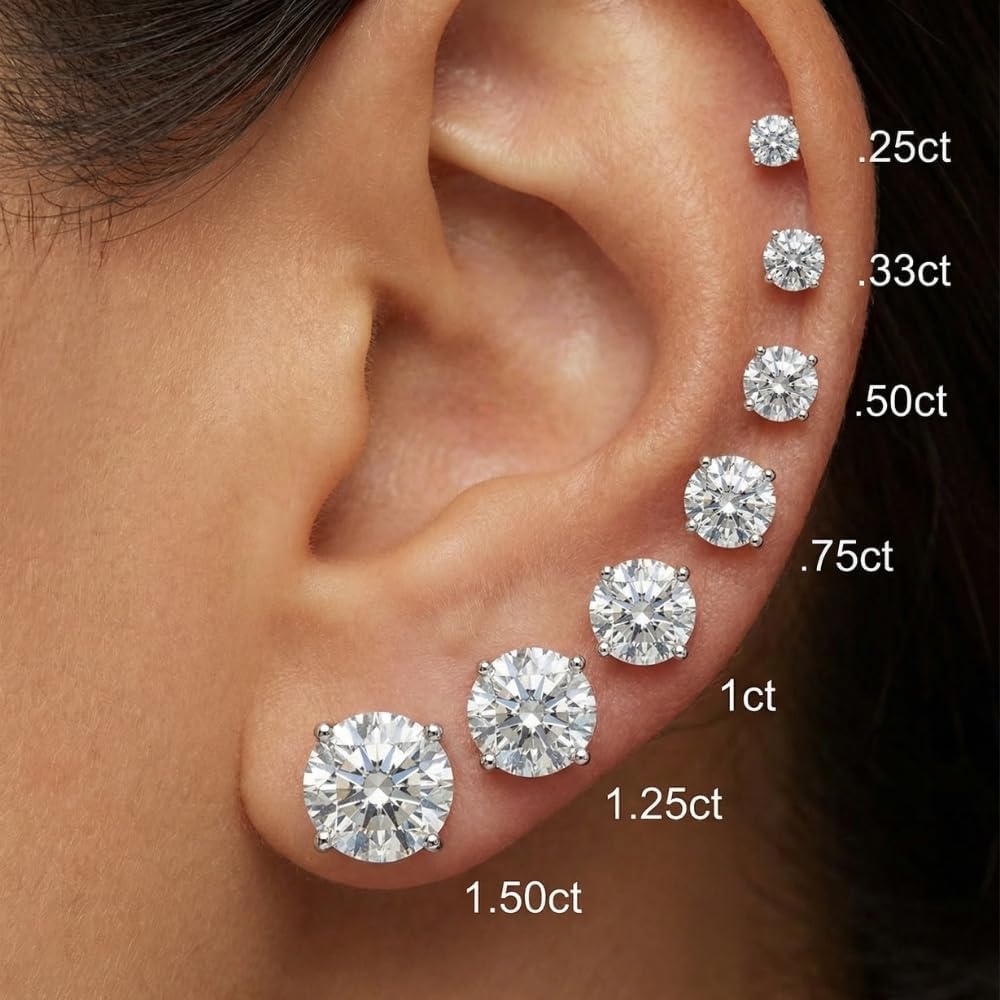 Pompeii .25-1.50 Carat (ctw) Diamond Studs in 14k White Gold Lab Grown (F,VS)